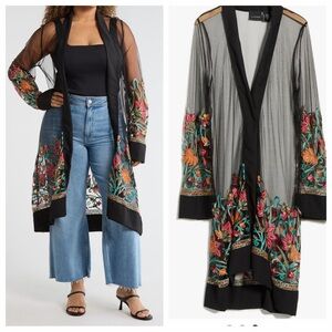 NWT LIV LOS ANGELES Forgotten Grace
Floral Embroidered Mesh Duster Sz: 2X